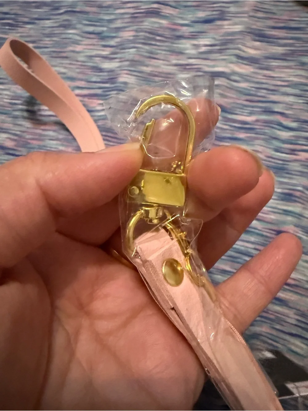 Pink keychain Strap with Gold Hardware